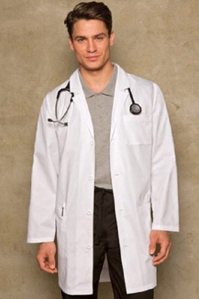 Đồng phục bệnh viện – Đồng phục áo blouse nam màu trắng tay dài 01