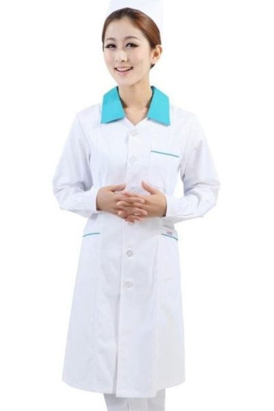 Đồng phục bệnh viện – Đồng phục y tá màu trắng cổ xanh 44
