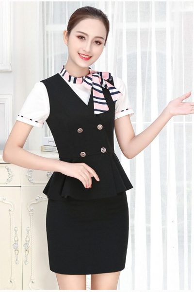 Đồng phục nhà hàng khách sạn – Đồng phục lễ tân vest đen 69
