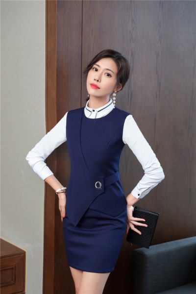 Đồng phục công sở – Áo ghi lê nữ màu xanh dương 91