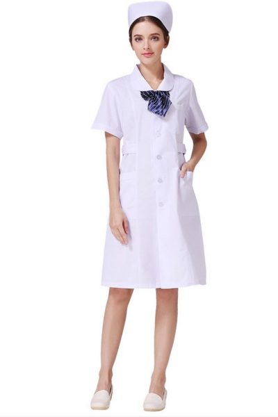 Đồng Phục Bênh Viện-Đồng Phục Y Tá Màu Trắng Tay Ngắn 76