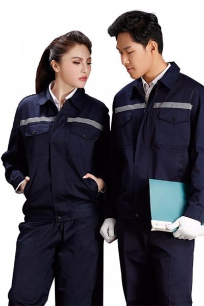 Đồng Phục Bảo Hộ Lao Động-Quần Áo Bảo Hộ Lao Động Màu Xanh Đen Phối Xám Tay Dài 72