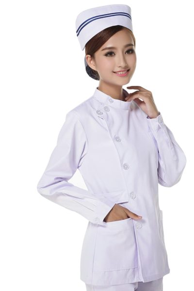 Đồng Phục Bênh Viện-Đồng Phục Y Tá Màu Trắng Tay Dài 61