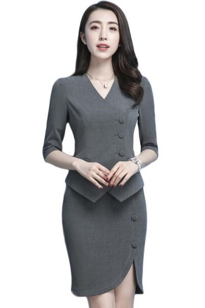 Đồng phục nhà hàng khách sạn – Đồng phục lễ tân màu xám 95