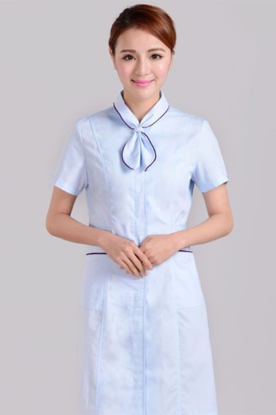 Đồng Phục Bênh Viện-Đồng Phục Y Tá Màu Xanh Viền Đen Tay Ngắn 71