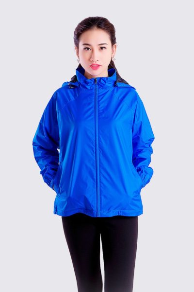 Đồng phục áo khoác – Áo khoác gió có nón màu xanh dương 109